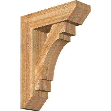 Ekena Millwork Merced Slat Rough Sawn Bracket w/ Offset Brace, Western Red Cedar, 8"W x 26"D x 34"H BKT0806X26X34MRC06RWR